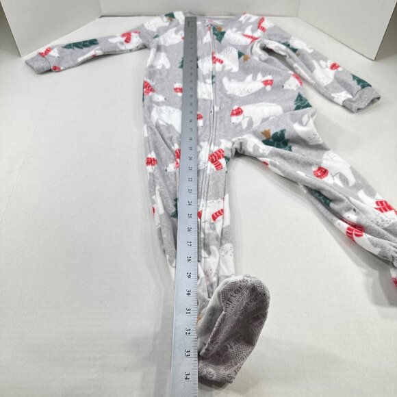 Carter's Child's Sz 4T Footed Christmas Sleeper Gray Polar Bears And Trees NWOT - Picture 15 of 16